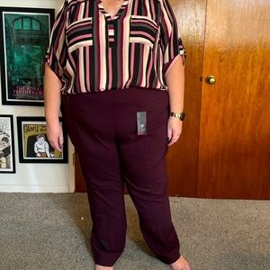 Avenue size 30W, 30 tall super stretch pull on straight leg burgundy pants. NWT.
